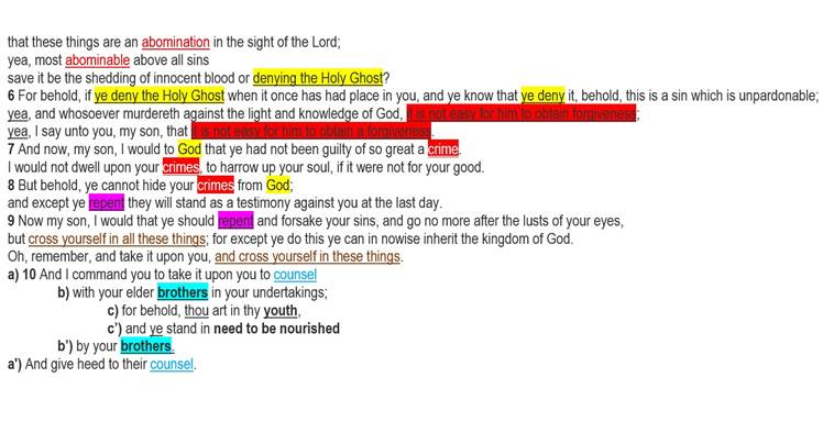 Book of Mormon Chiasmus Alma 39 5-10